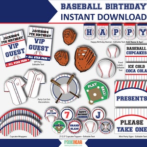 Baseball Birthday Baseball Party Baseball Decorations Baseball First Birthday Kids Baseball Party Sports Party Instant Download image 3