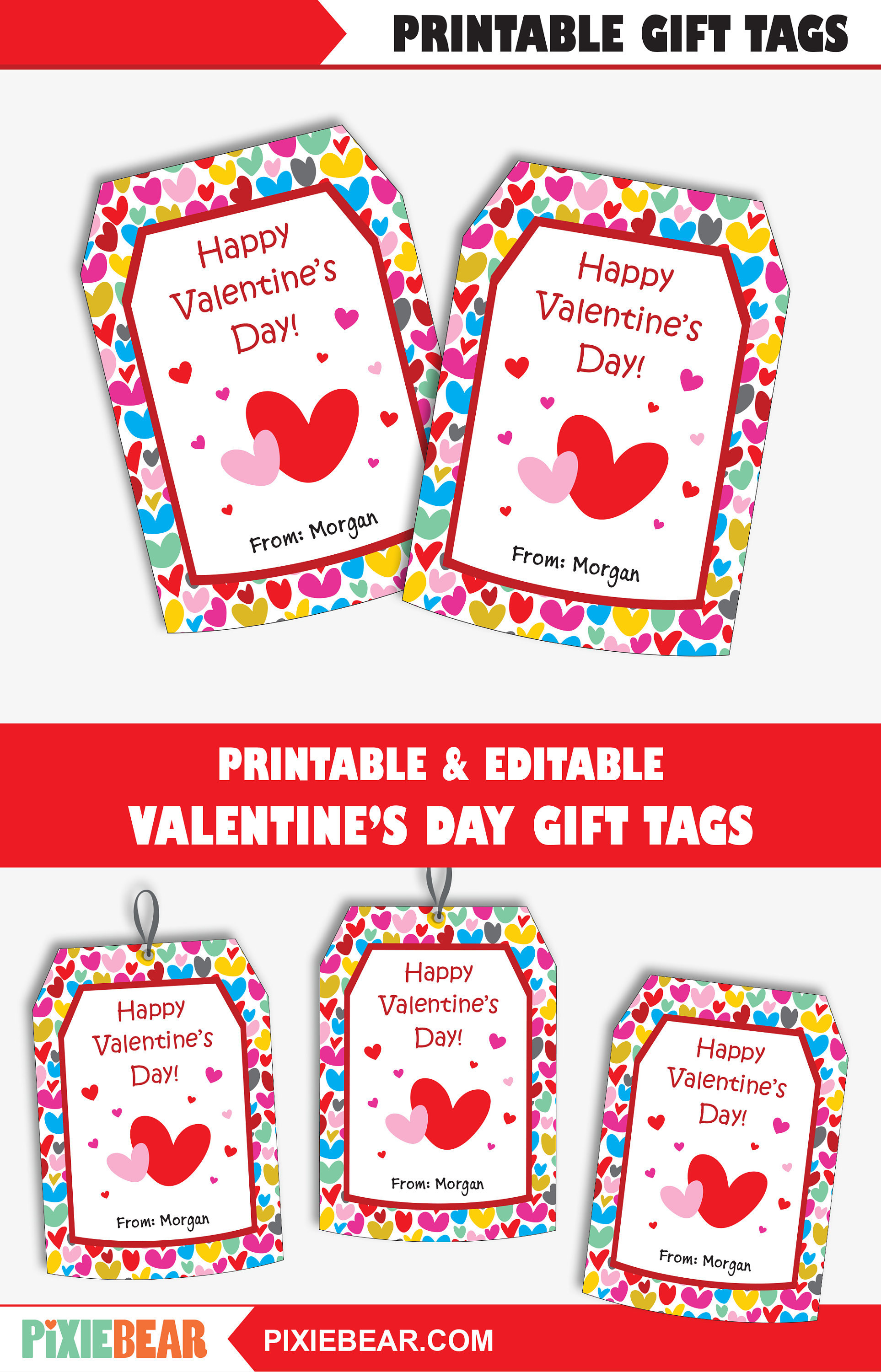 Hearts Valentine's Day Gift Tags Printable Valentine | Etsy