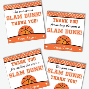 Basketball Coach Thank You Card or Printable Gift Tag for Teacher Appreciation Week, Personalized Basketball Coach Gift Instant Download image 5