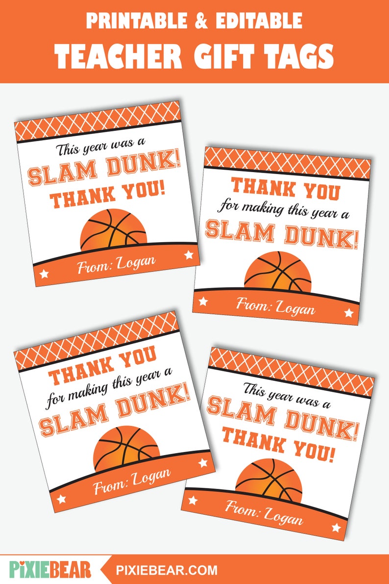 Basketball Coach Thank You Card or Printable Gift Tag for Teacher Appreciation Week, Personalized Basketball Coach Gift Instant Download image 5