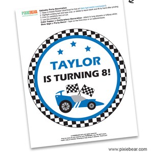 Race Car Banner Printable Race Car Birthday Banner, Custom Banner for a ...