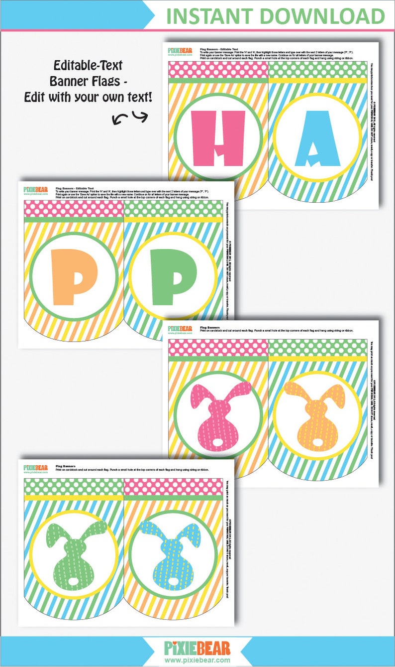 Easter decorations Instant Download Easter decor Easter party Easter Banner Easter printable Easter Garland Happy Easter banner