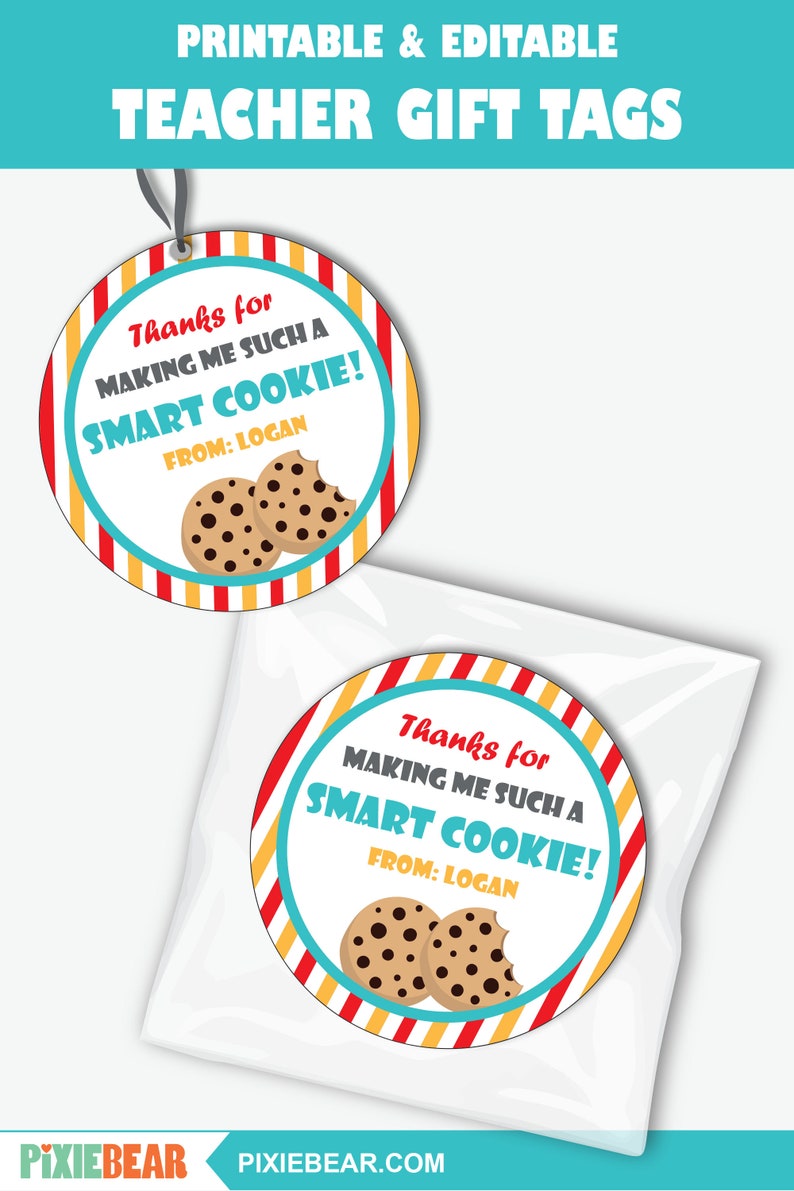Teacher Appreciation Cookie Tags or Stickers Printable - Etsy
