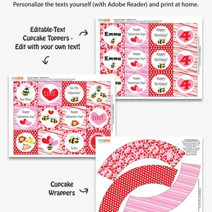 Valentines Day Cupcake Toppers Valentine's Day Party Valentines Day Birthday Personalized Valentine Printables Instant Download image 5