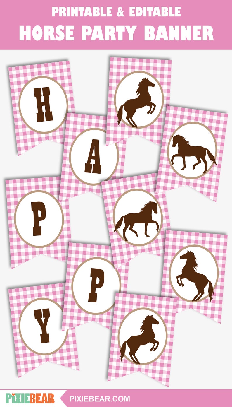 Horse Party Decorations Printable Horse Birthday Pony Party | Etsy