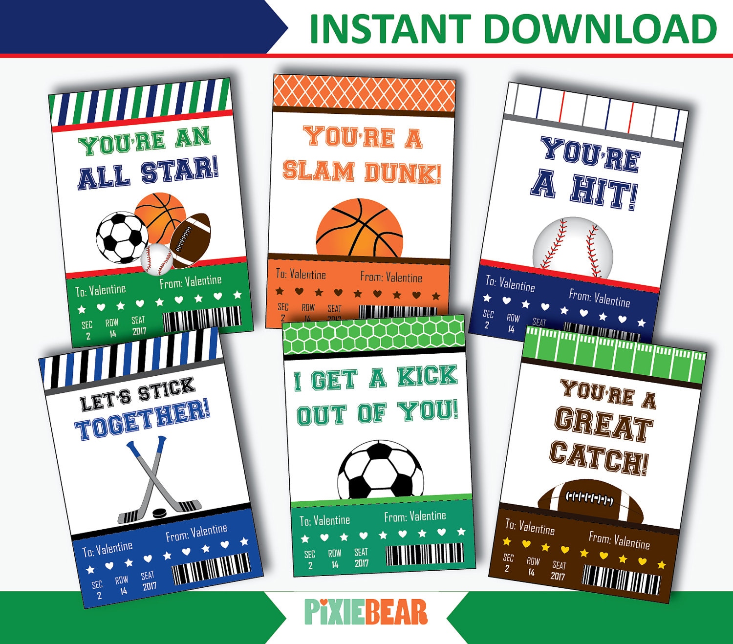 Sports Valentine Cards for Kids Sports Valentines Day Cards - Etsy