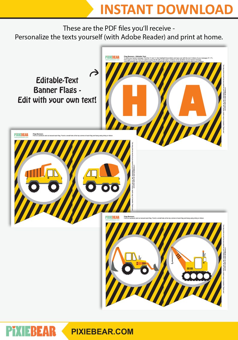 Construction Birthday Banner Printable Construction Party - Etsy