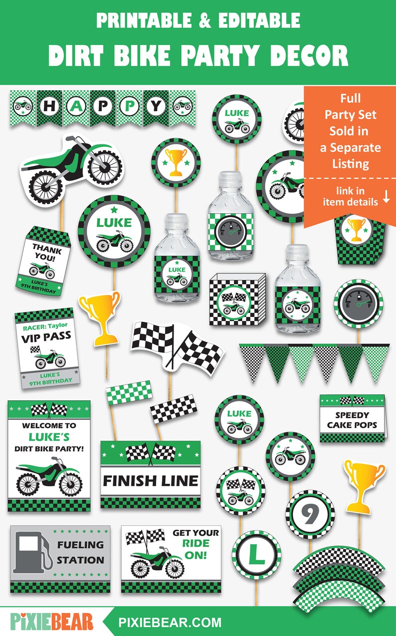 Motocross Party Thank You Tags Printable Favor Tags for a Dirt Bike Birthday, Thank you Labels for a Motorcycle Party Instant Download image 7