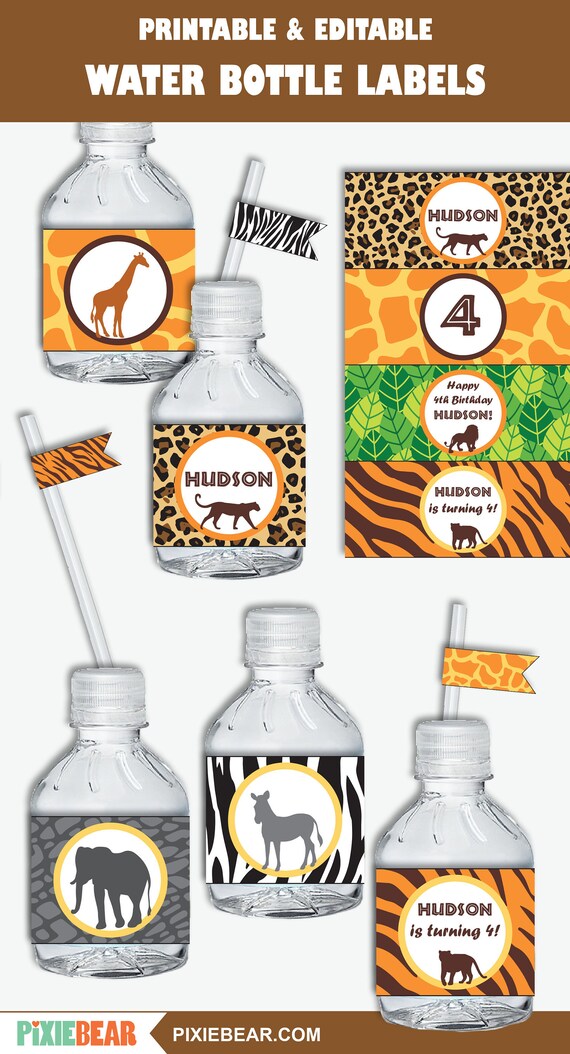 safari-water-bottle-labels-printable-jungle-water-bottle-etsy