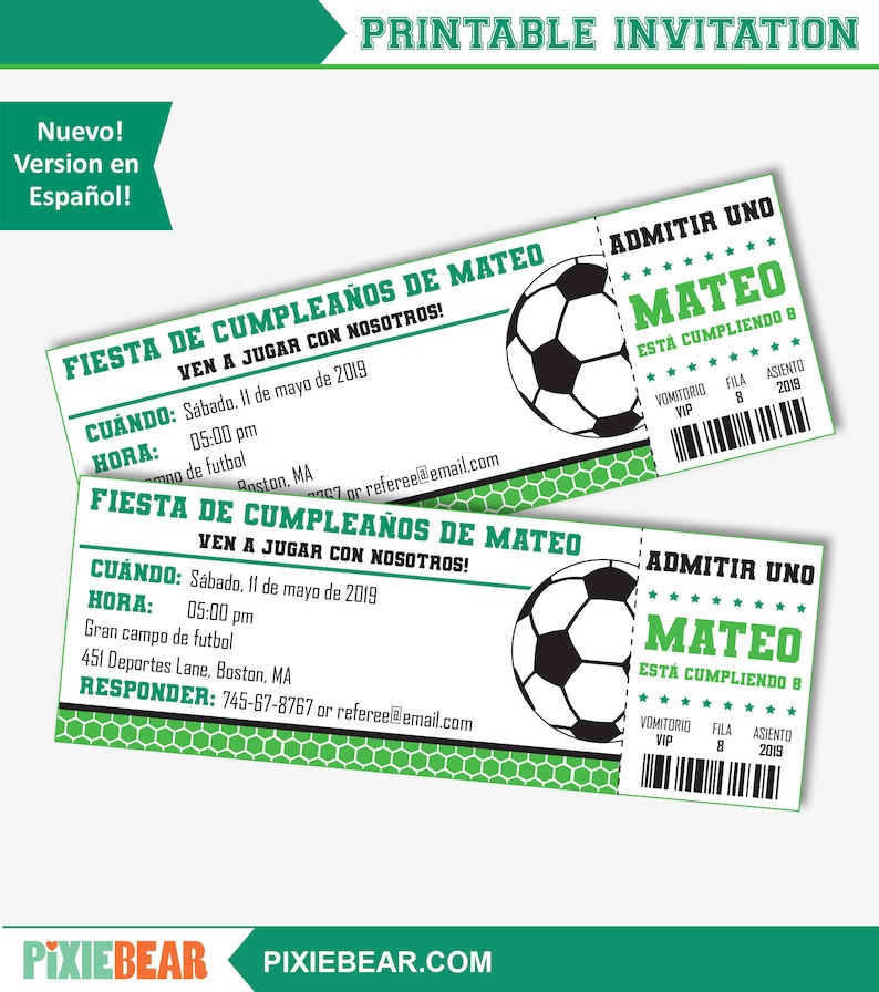 Soccer Party Invitation Soccer Birthday Invitation Soccer Invitation Soccer Ticket Invitation Printable Instant Download image 3