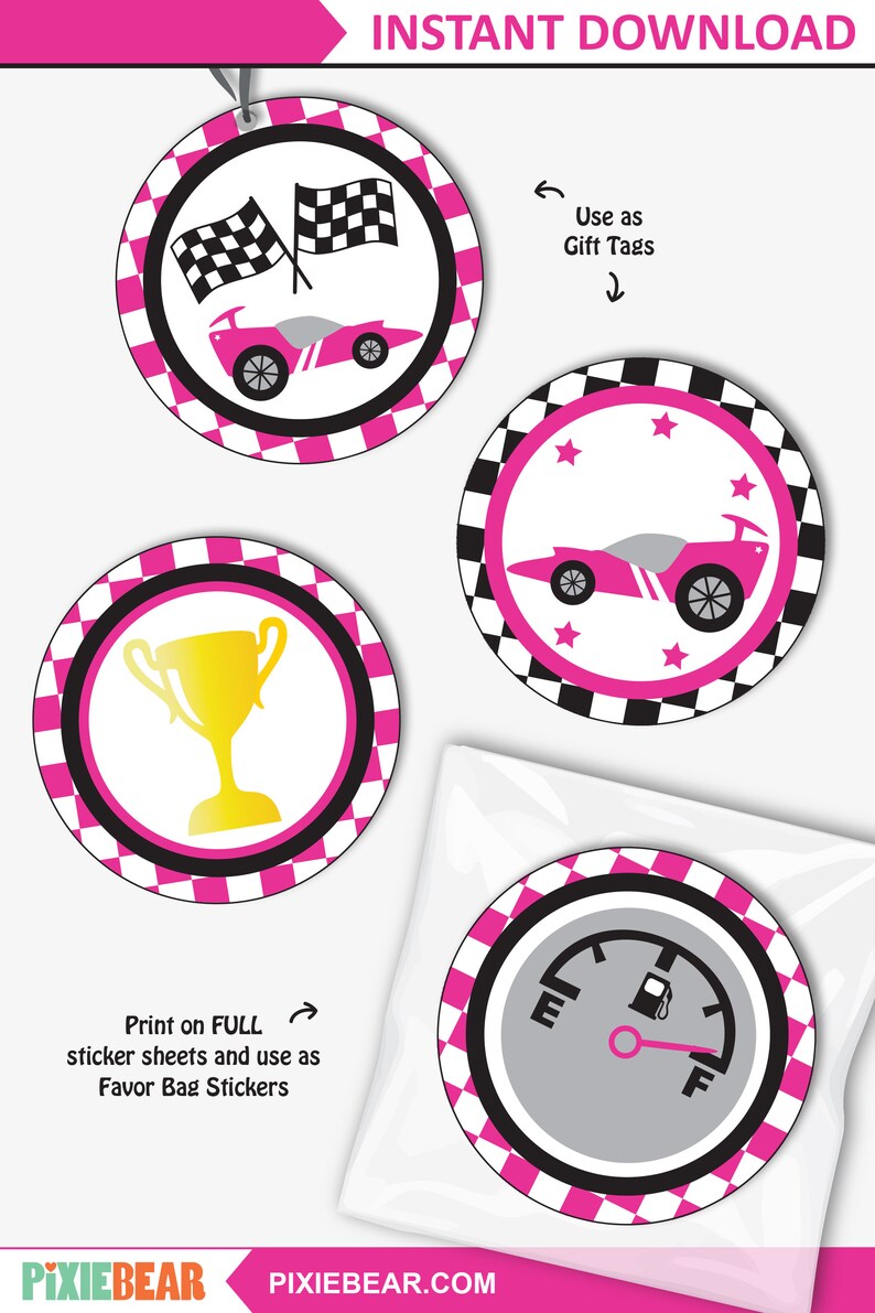 Race Car Cupcake Toppers Printable Race Car Party Toppers Etsy