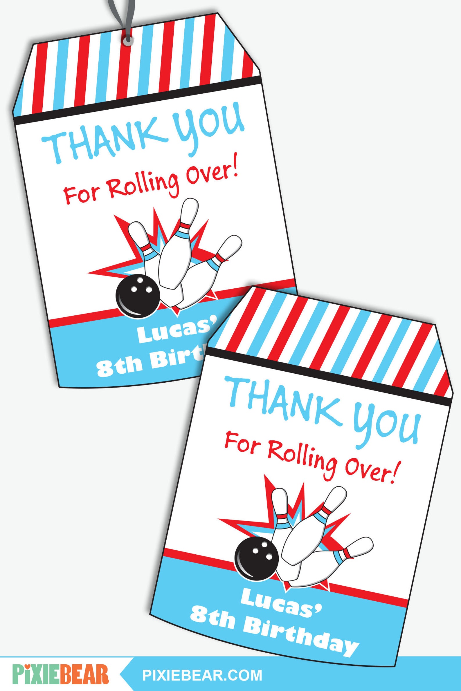 Bowling Party Favor Tags Bowling Party Favors Bowling Etsy