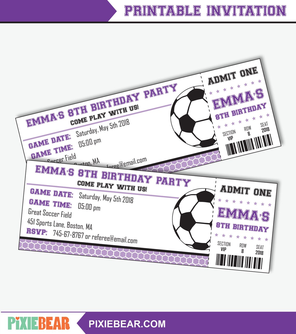 Girl Soccer Party Invitation Girl Soccer Birthday Invitation Etsy