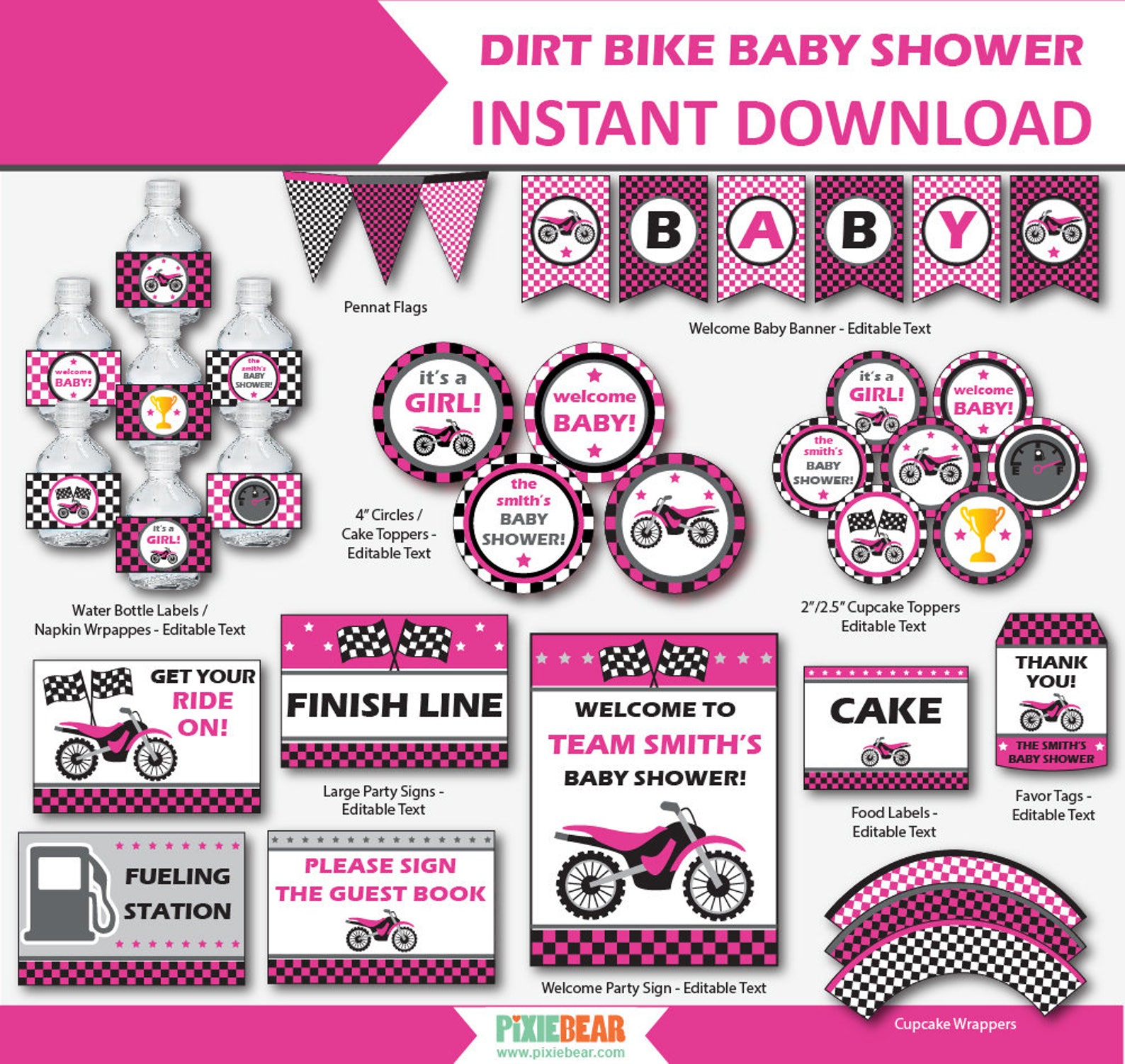 Motorcycle Baby Shower Dirt Bike Baby Shower Decor Etsy