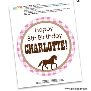 Horse Cupcake Toppers Printable Horse Birthday Toppers and - Etsy