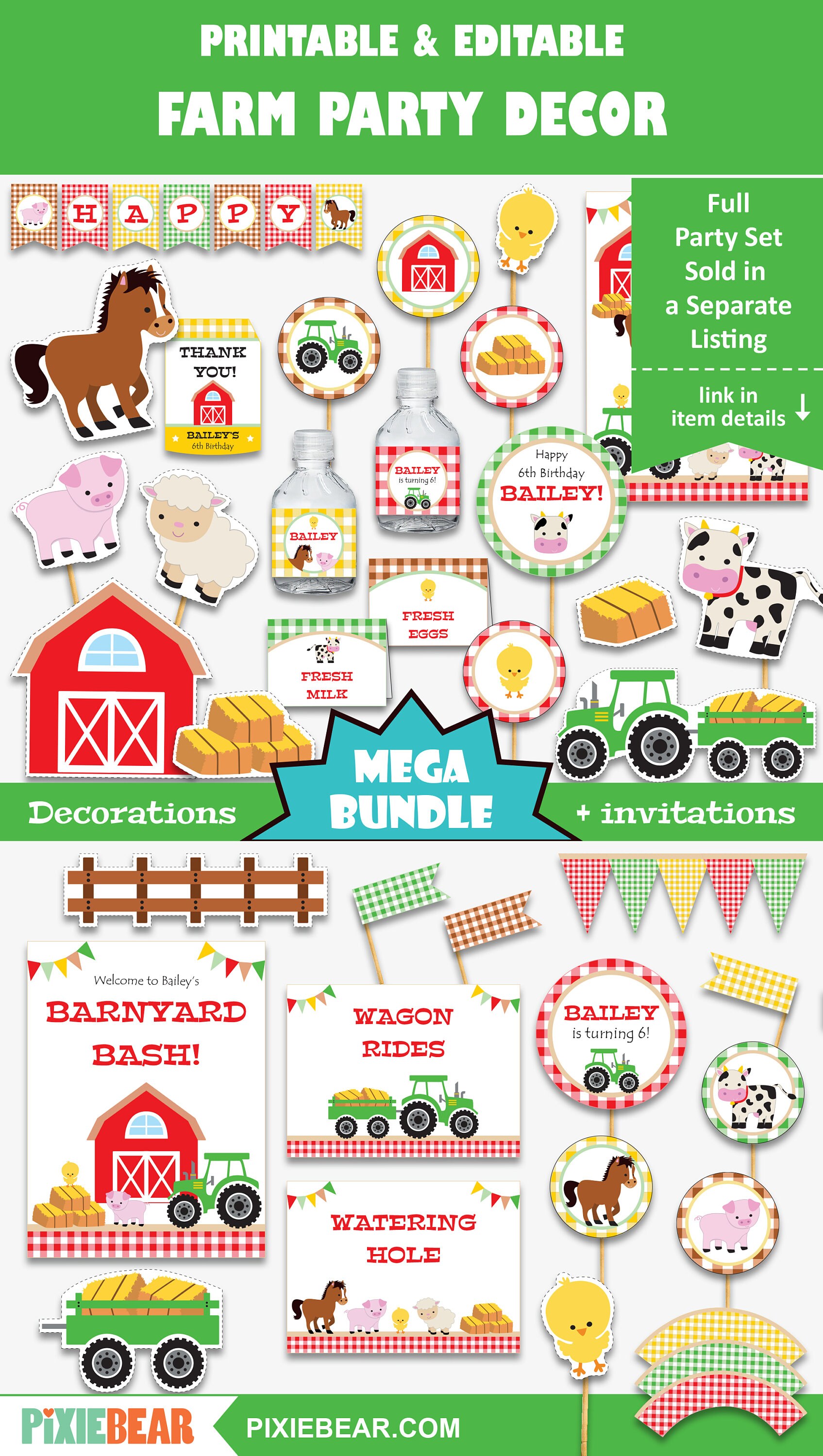 Farm Cutouts Printable Farm Birthday Decoration Farm Party Etsy 日本