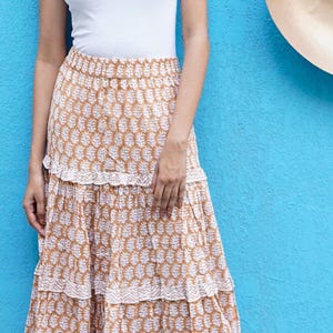 Boho maxi skirt, block print cotton skirt, jupe maxi. Indian print Summer maxi skirt