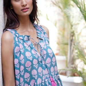 Boho maxi dress, printed summer dress, beach dress, block print cotton kaftan dress, maxikleide, robe maxi Corinne.