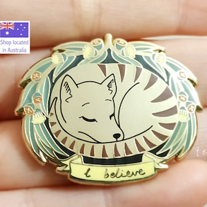 Gold Sleepy Thylacine Enamel Pin Brooch Cute Tasmanian Tiger 1.5 Hard Enamel Pin image 1