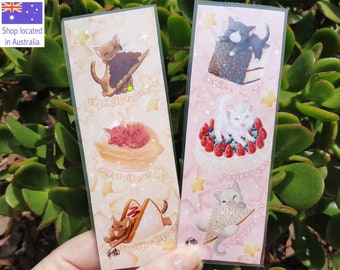 Aussie food and cats holographic bookmarks