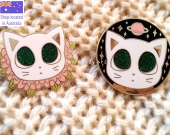 Flower Kitty and Space Kitty 1.5" hard enamel pins - Choose 1 or both!