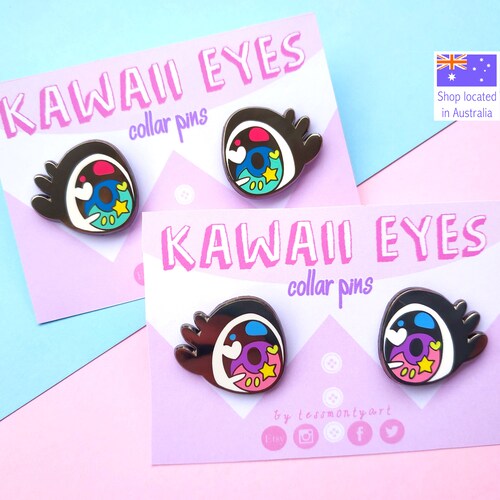 Kawaii Anime Eyes 1 Hard Enamel Collar Pins Etsy