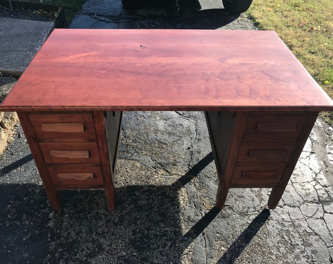 Vintage Solid Wood Desk Etsy