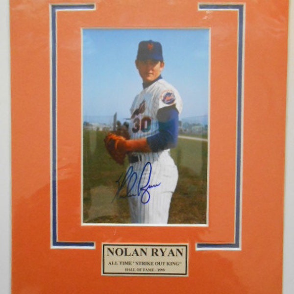 Nolan Ryan baseball rare autographed matted photo with COA