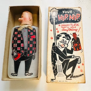 Hip Nip rare vintage empty plastic liquor flask in box 1950s