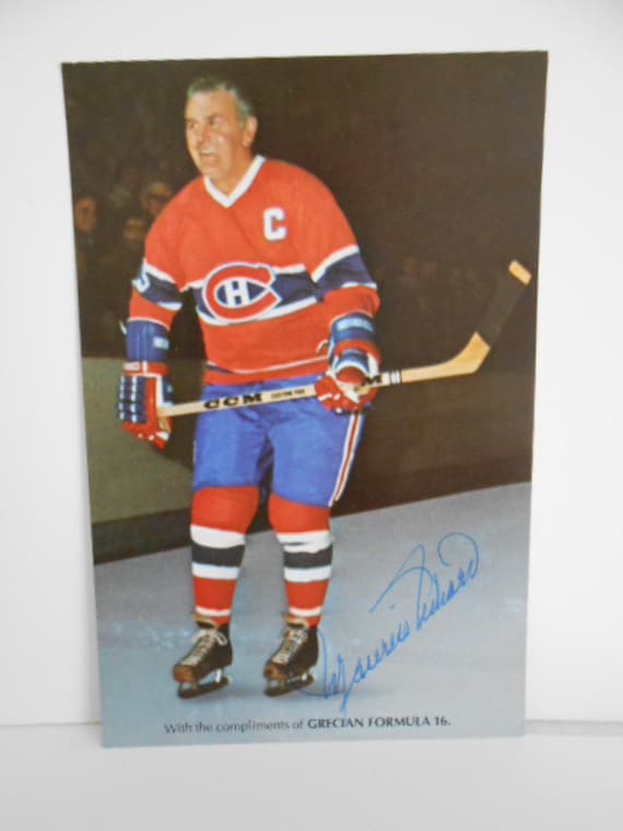 レア直筆サインリトグラフ 『LES FAUTEUILS ROUGES』1986年 Maurice Richard Rare Signed in Person 4x6 Postcard Sold With COA