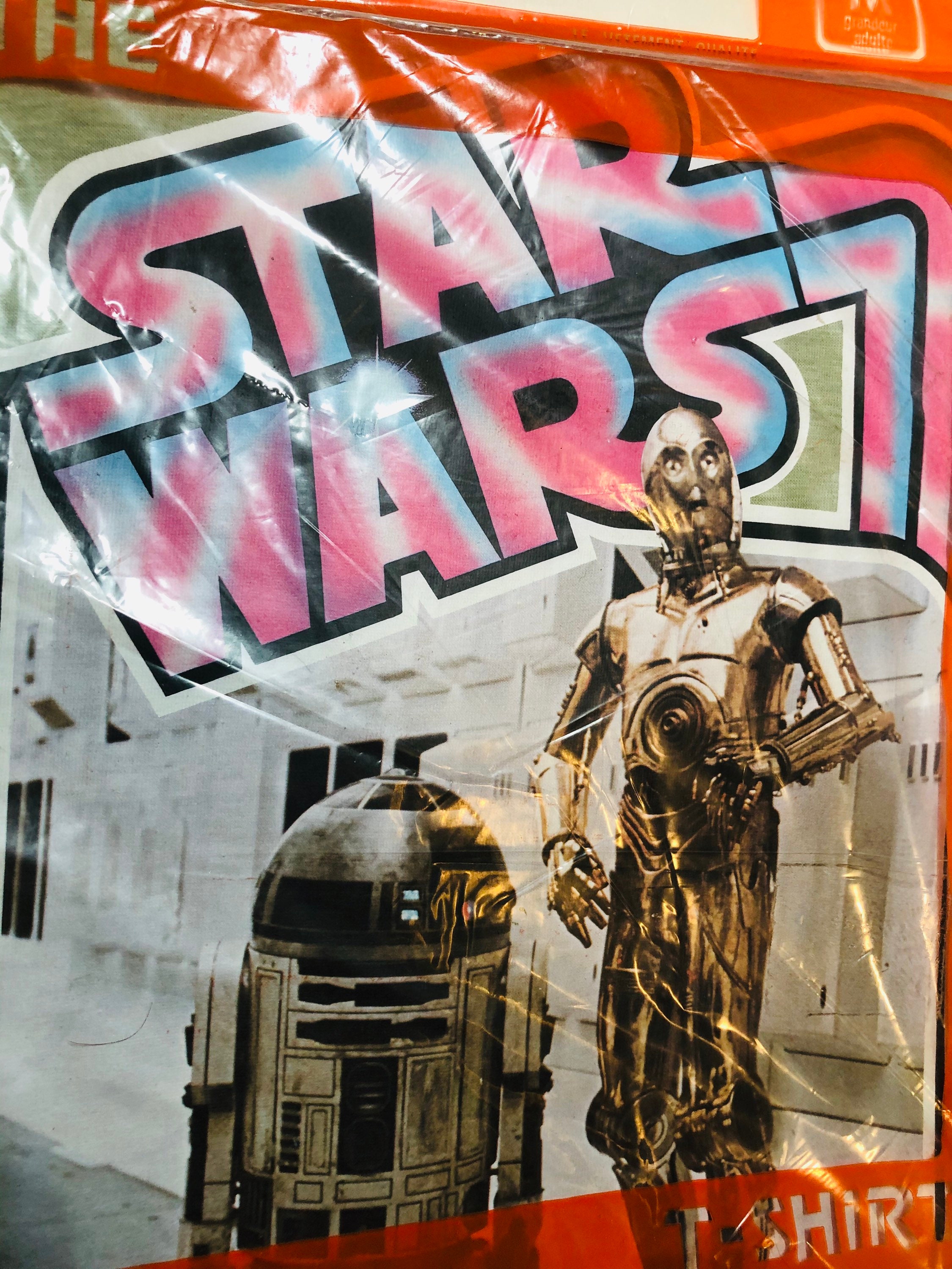 1977 STAR WARS 正規ライセンス紙袋 ユーガリ社製 販促用 1977 Star Wars Original Iron on T-shirt in Bag - Adult Medium Size