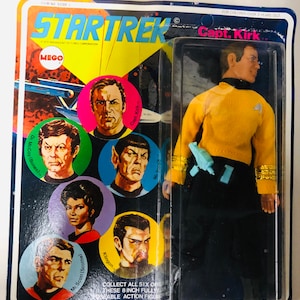 1974 Mego original Captain Kirk Star Trek werksversiegelte Figur in Verpackung