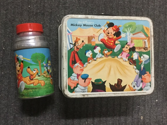 Disney Mickey Mouse Club Rare Metal Lunch Box and Thermos 1950s - Etsy