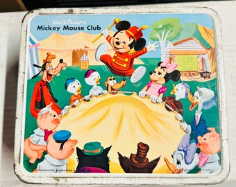 Disney Mickey Mouse Club Rare Metal Lunch Box and Thermos 1950s - Etsy
