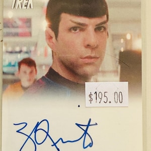 Star Trek Spock Zachary Quinto rare autograph insert card 2012