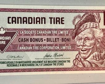 Vintage Canadian Tire 2 Dollar Bill, 1992 - Never Used