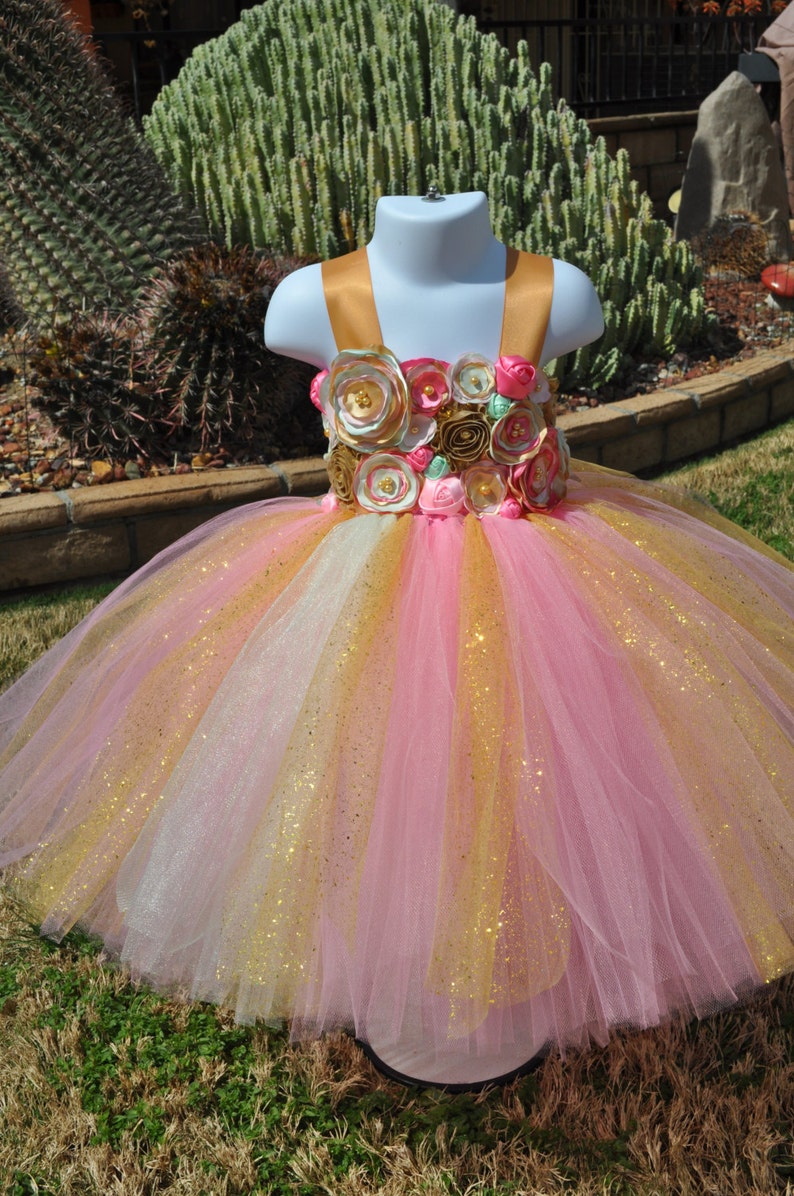 Pink Gold Mint Flower Girl Dress Special Occasion Infant Etsy