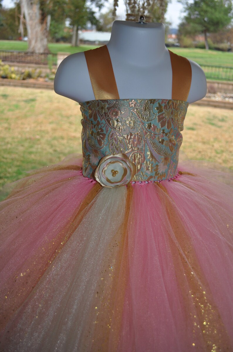 Pink Gold Flower Girl Dress Special Occasion Girls Toddler Etsy
