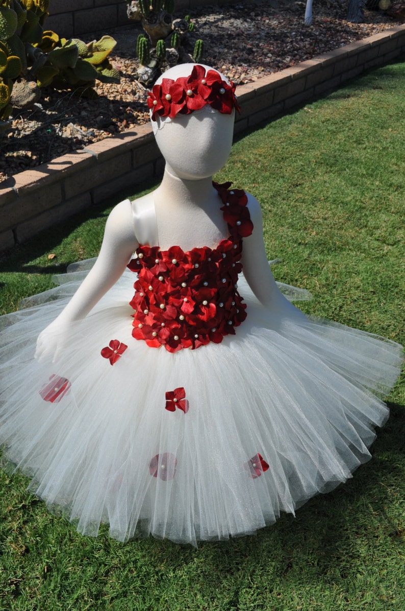 Red Ivory Flower Girl Dress Special Occasion Infant Dress Etsy