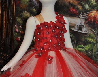 Special Occasion Dress,Red  Flower Girl Dress, Girls Red Dress, Infant Red Dress,Red Toddler Dress, Red Ivory Dress, Baby Tutu Dress