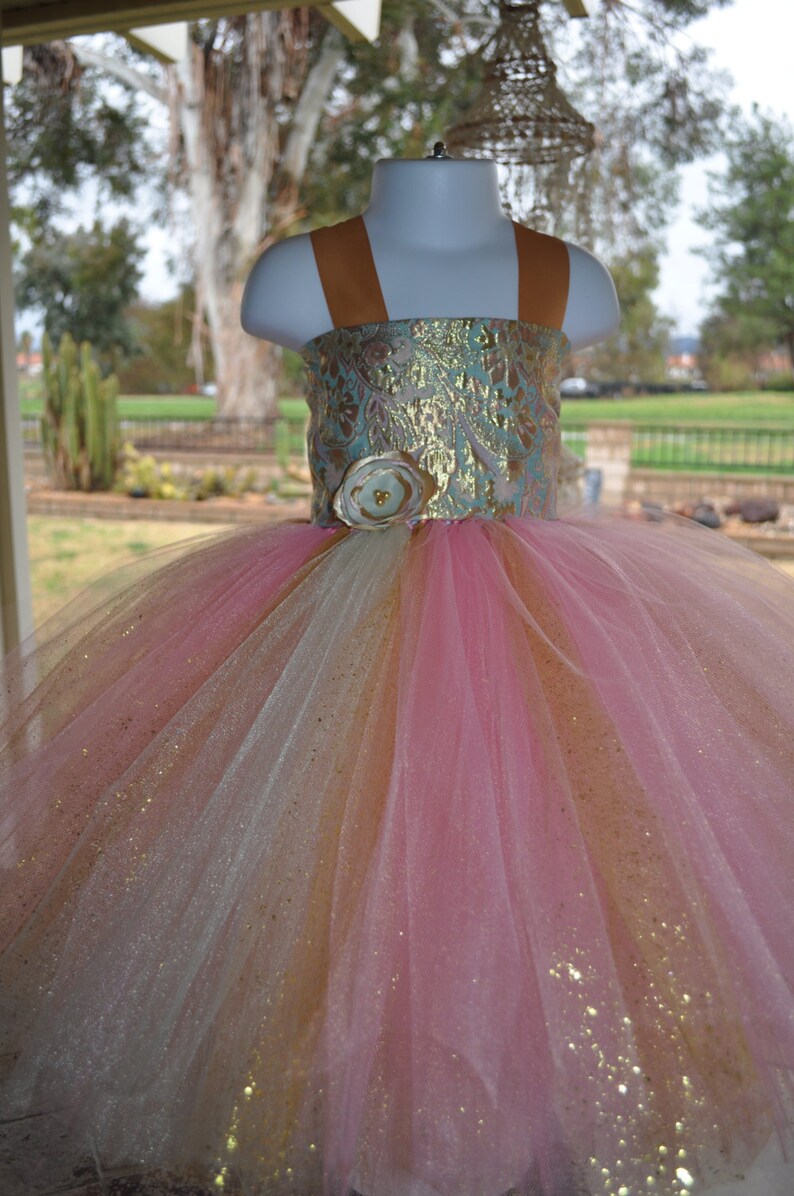 Pink Gold Flower Girl Dress Special Occasion Girls Toddler Etsy
