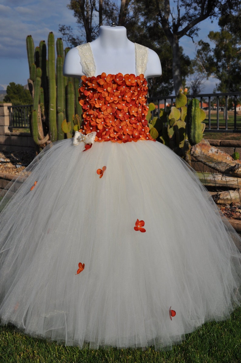 Ivory Rust Flower Girl Dress Girls Rust Dress Rust Ivory Etsy