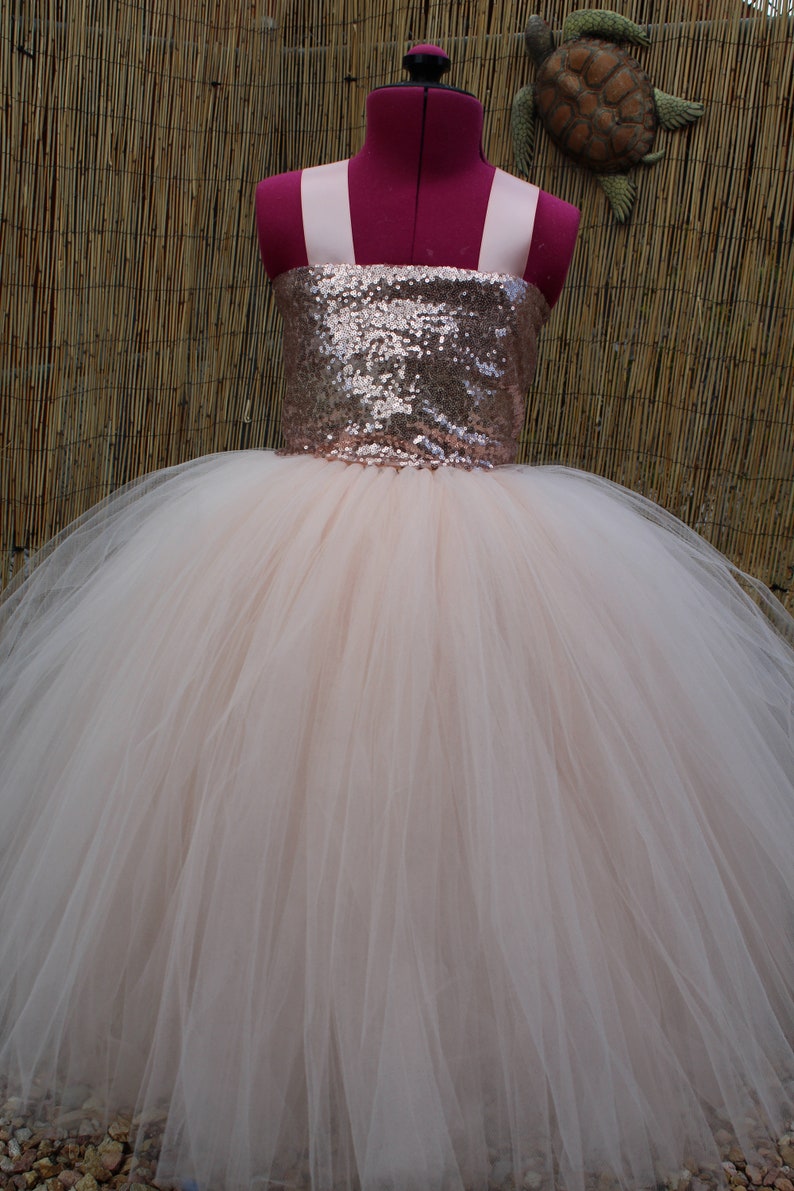 Rose Gold Flower Girl Dress Blush Rose Gold Special Occasion Girls Dress Blush Toddler Tutu Dress,Rose Gold Sequin Girls Party Dress