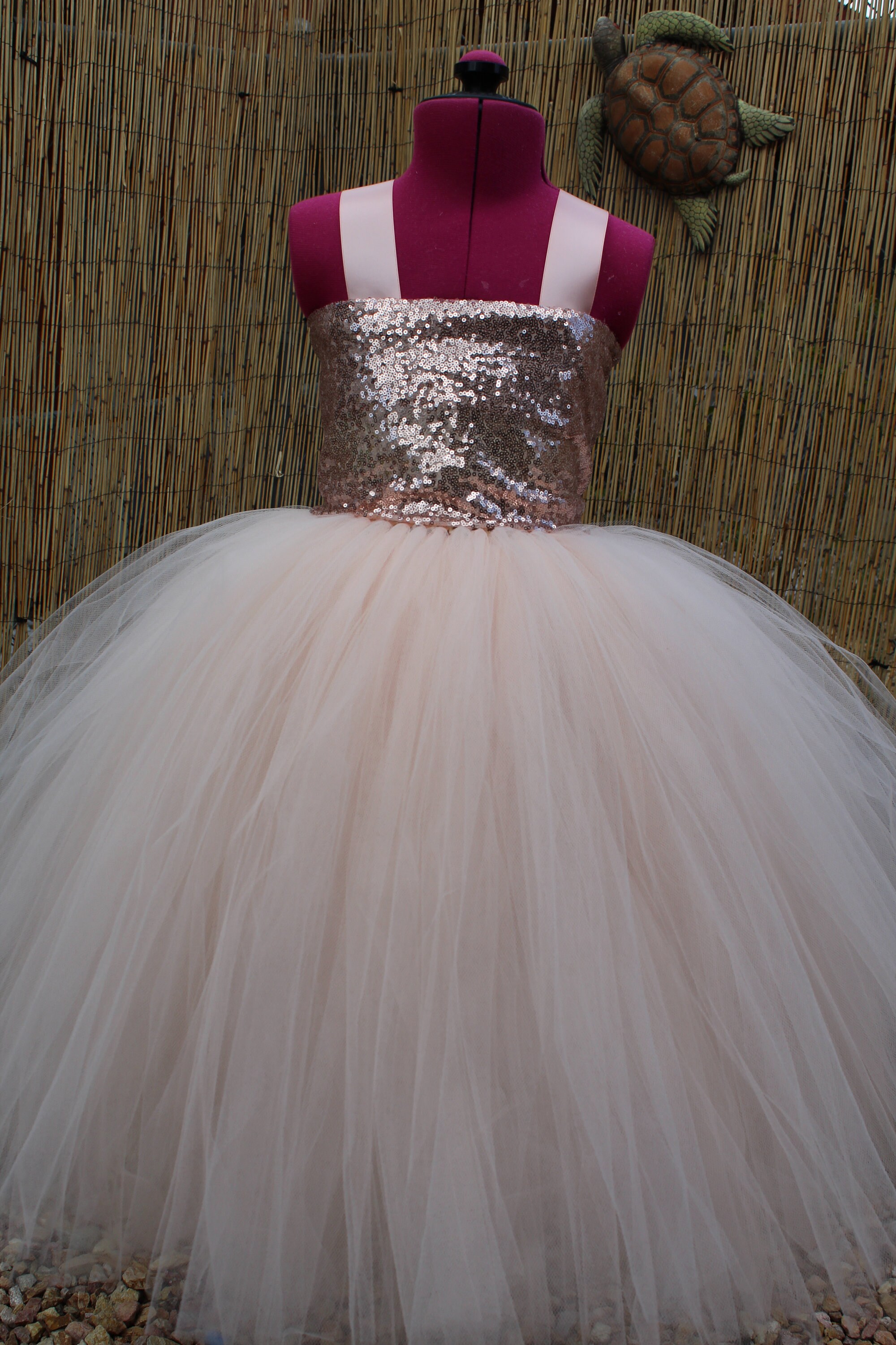 Rose Gold Flower Girl Dress, Blush Rose Gold Special Occasion Girls Dress, Blush Toddler Tutu Dress,Rose Gold Sequin Girls Party Dress