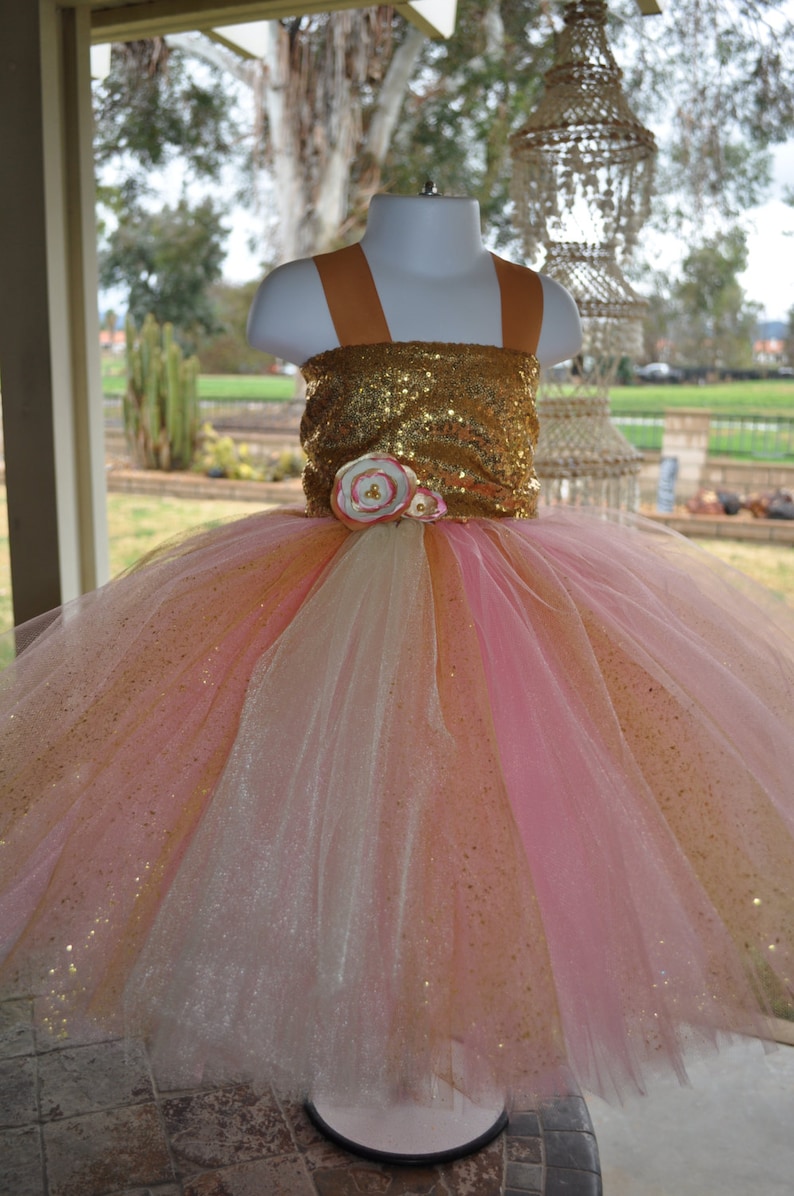 Special Occasion Girls Dress Pink Gold Toddler Dress Pink Etsy