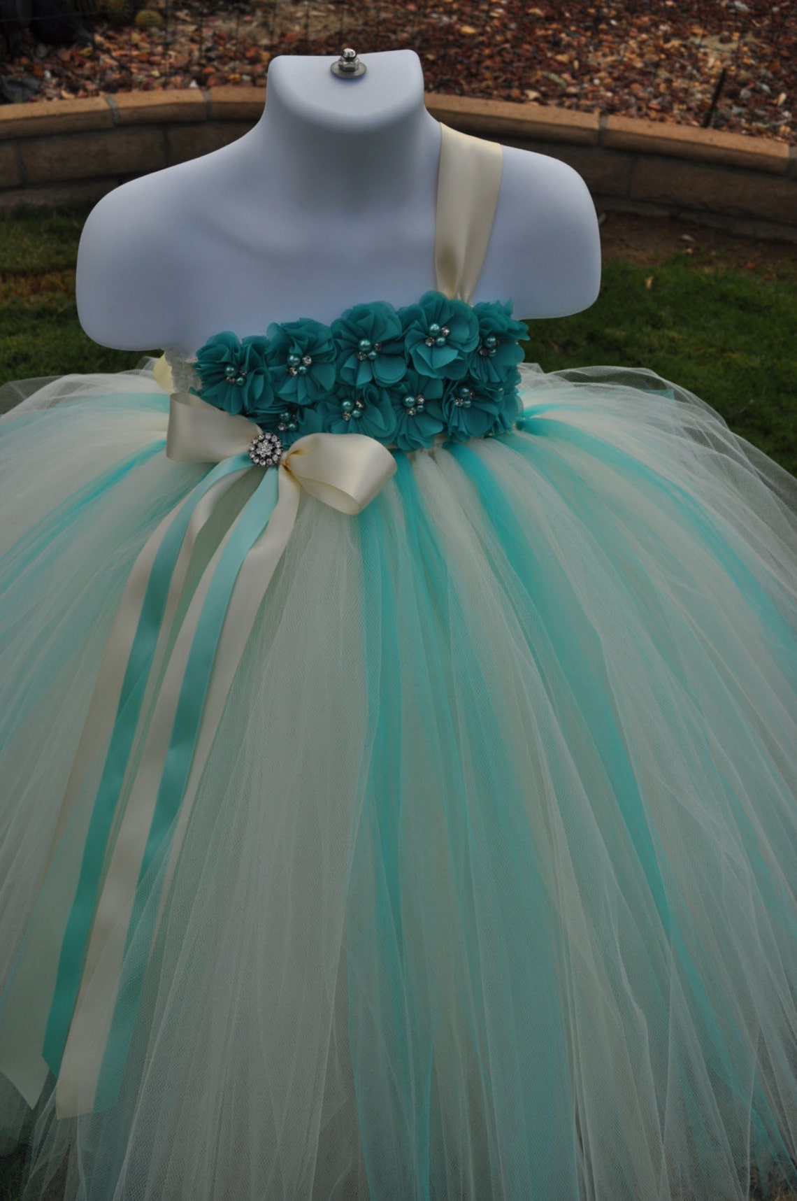 Teal Ivory Flower Girl Dress Beach Flower Girl Dress Ivory Etsy