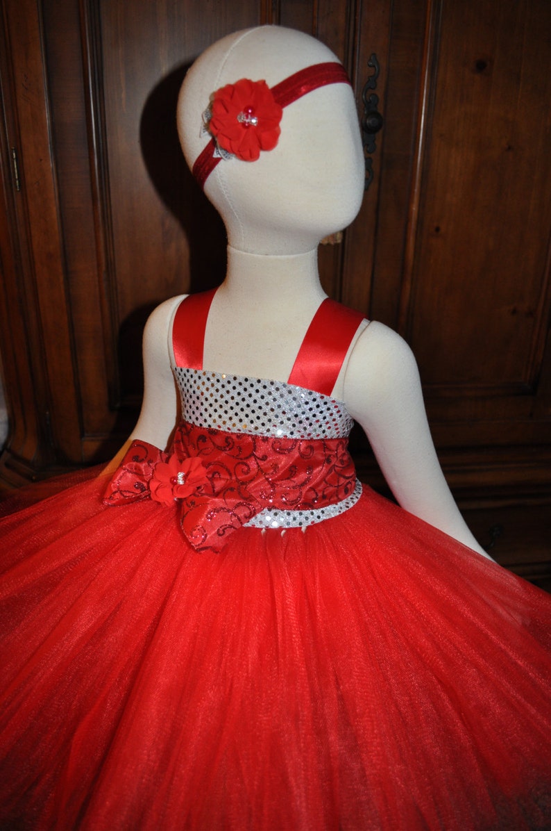 red and silver gown