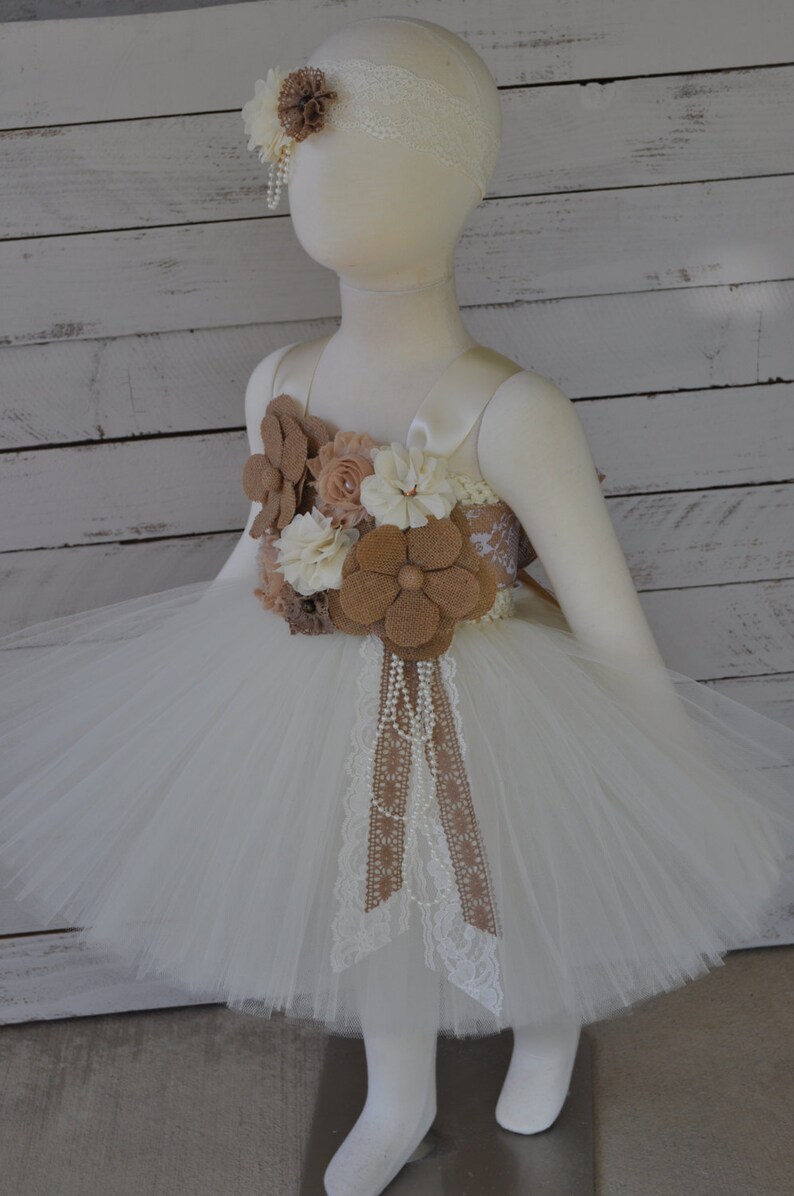 Country Flower Girl Dress Toddler Rustic Burlap Dress Infant Etsy