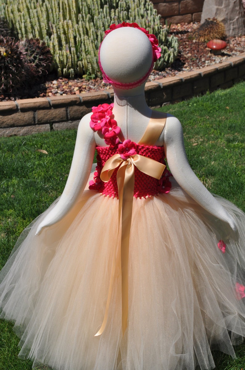 Fuchsia Champagne Flower Girl Dress Girls Pink Beige Dress | Etsy
