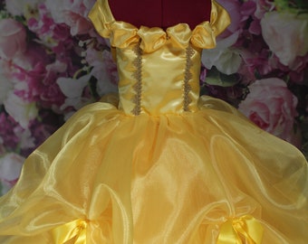 Princess Belle Inspired Dress, Belle Party Dress,Girls/Toddler Belle Costume, Beauty and the Beast Belle Dress